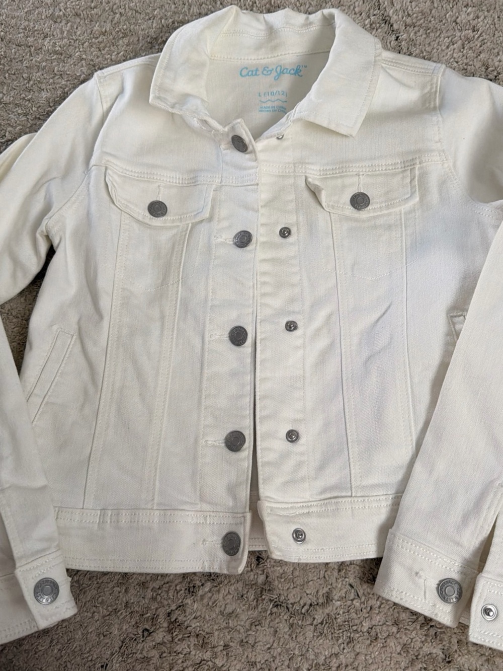 Cat & Jack White Denim Jacket with Button Front